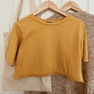 Mustard Yellow Cropped T Shirt
